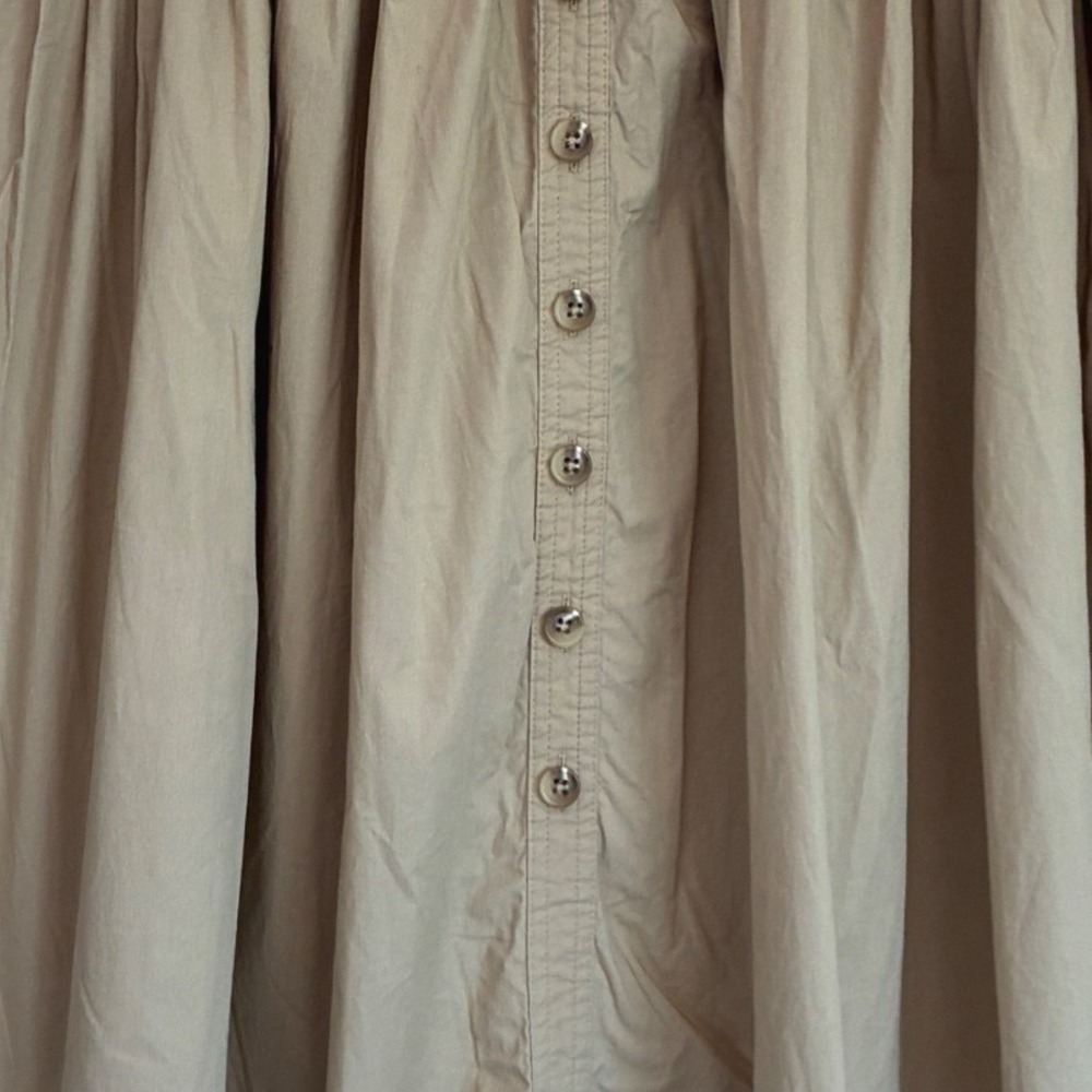 J. Crew Womens Khaki Tan Cotton Button Front Pleated Midi Skirt Small CH391 - Picture 8 of 13